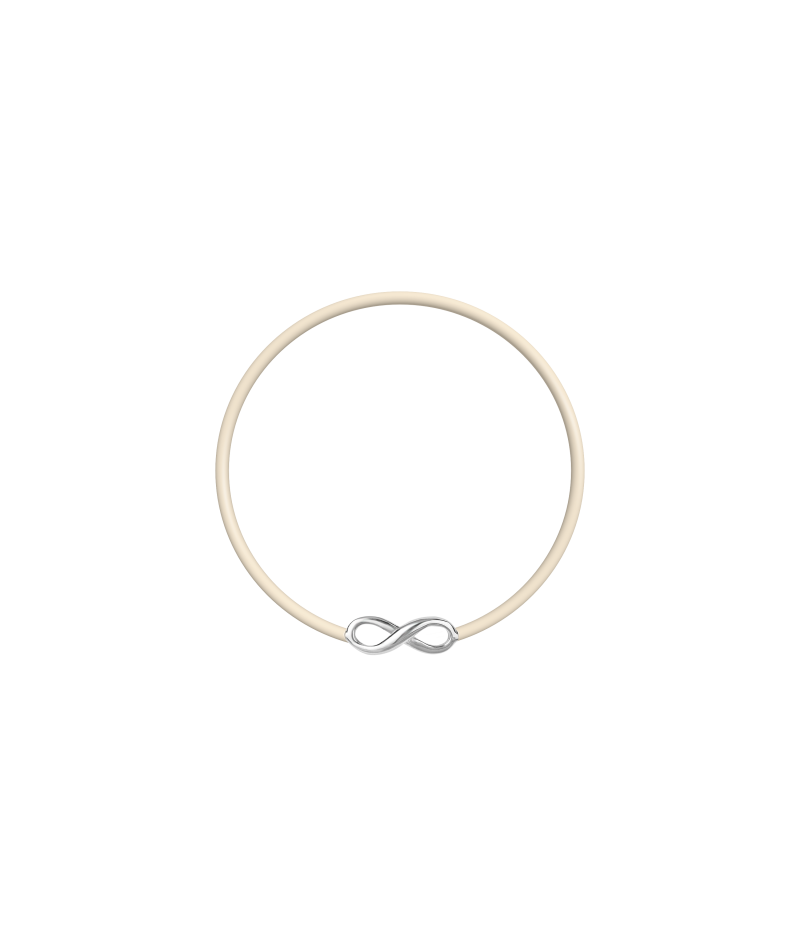 Infinity sign 925 sterling silver black caoutchouc bracelet