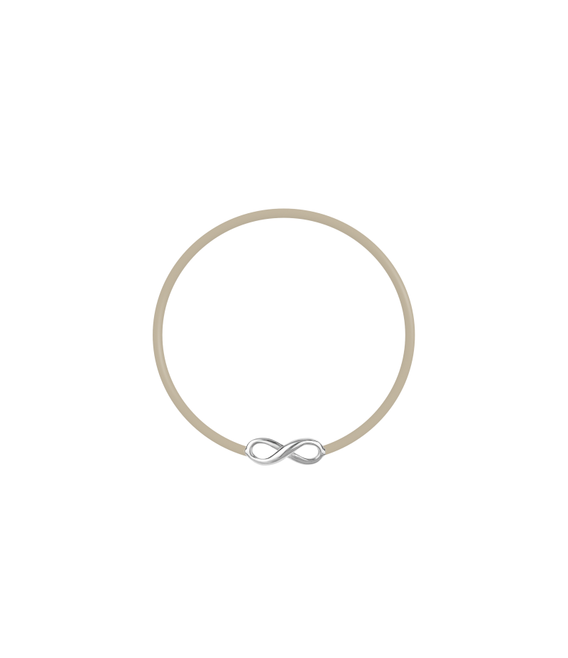 Infinity sign 925 sterling silver black caoutchouc bracelet