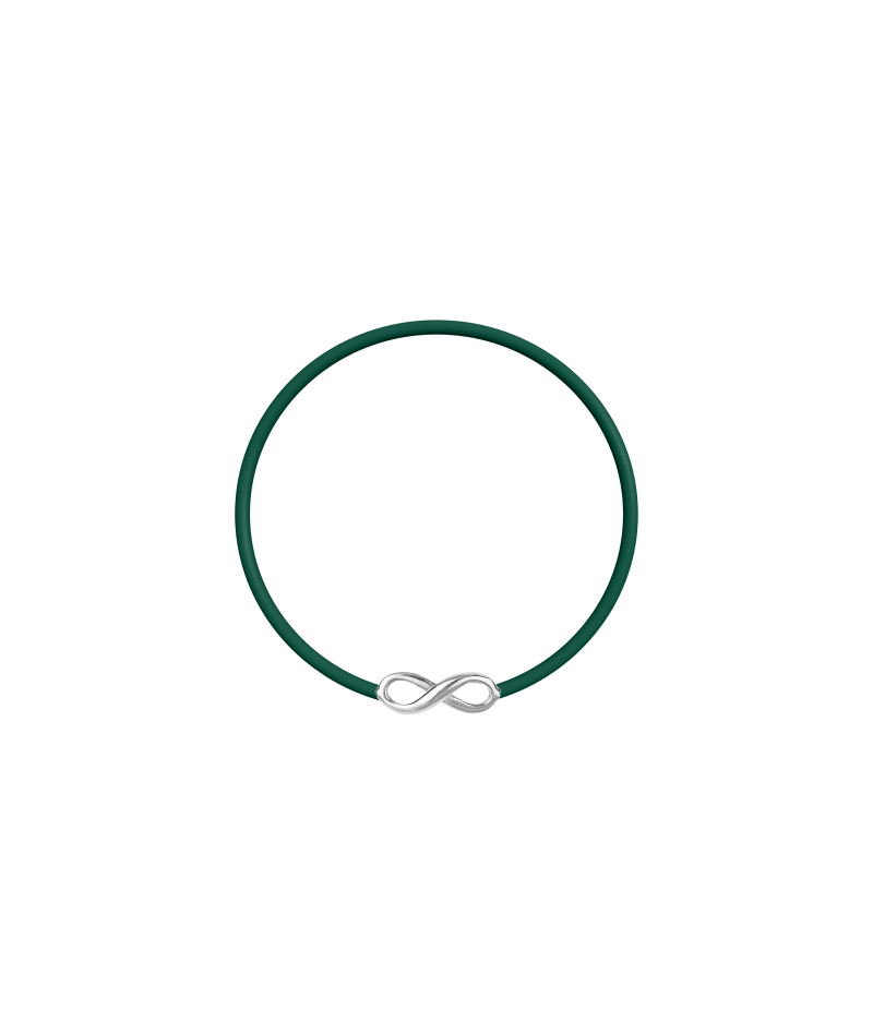 Infinity sign 925 sterling silver black caoutchouc bracelet