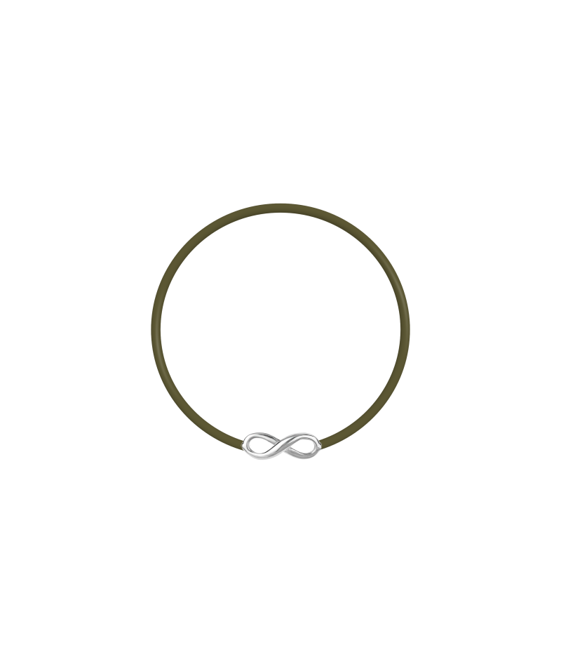 Infinity sign 925 sterling silver black caoutchouc bracelet
