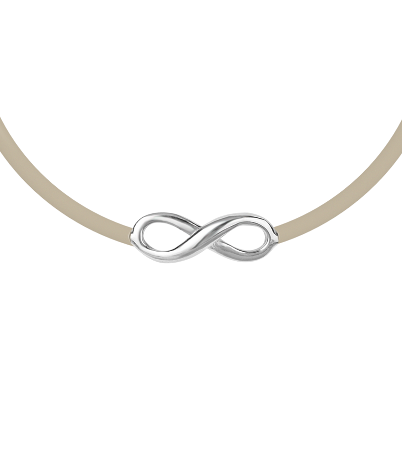 Infinity sign 925 sterling silver black caoutchouc bracelet