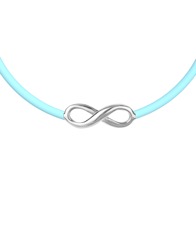 Infinity sign 925 sterling silver black caoutchouc bracelet