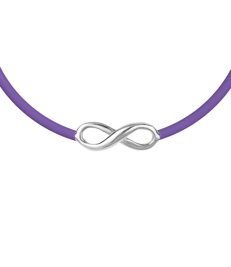 Infinity sign 925 sterling silver black caoutchouc bracelet