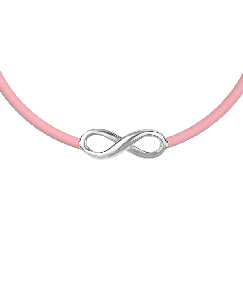 Infinity sign 925 sterling silver black caoutchouc bracelet