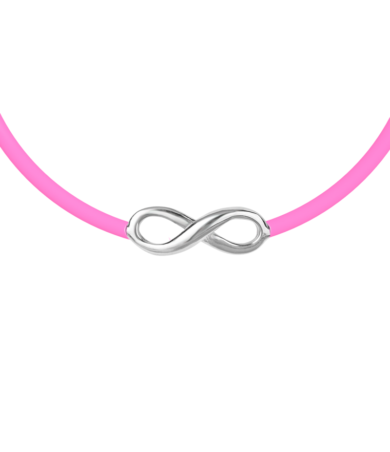 Infinity sign 925 sterling silver black caoutchouc bracelet