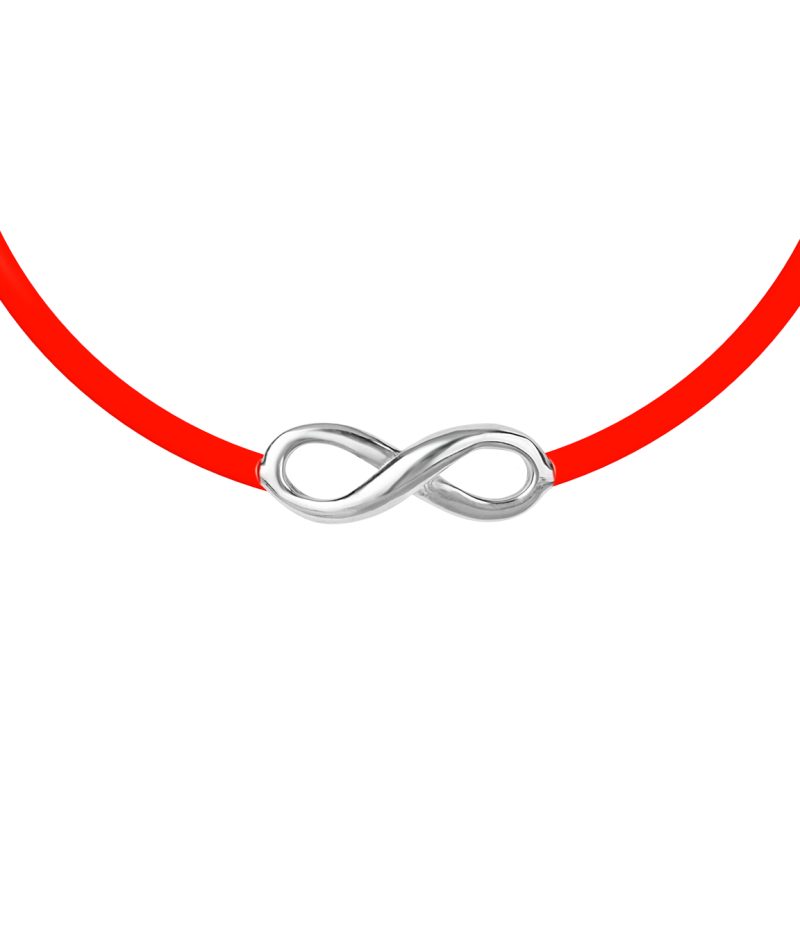 Infinity sign 925 sterling silver black caoutchouc bracelet