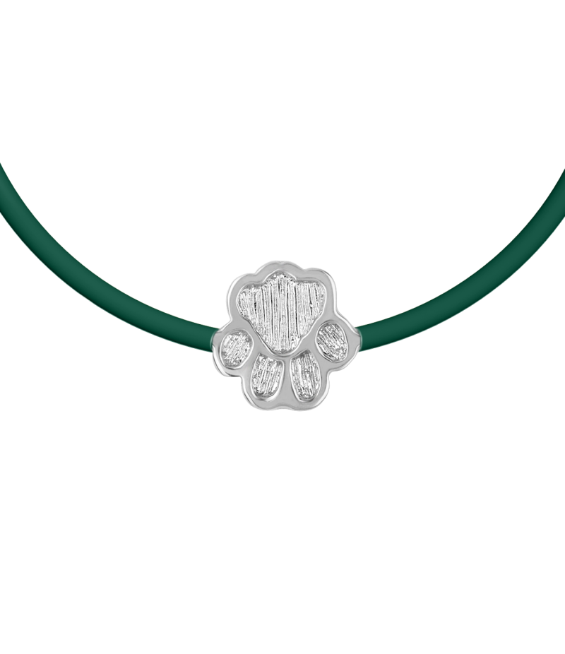 Paw 925 sterling silver black caoutchouc bracelet