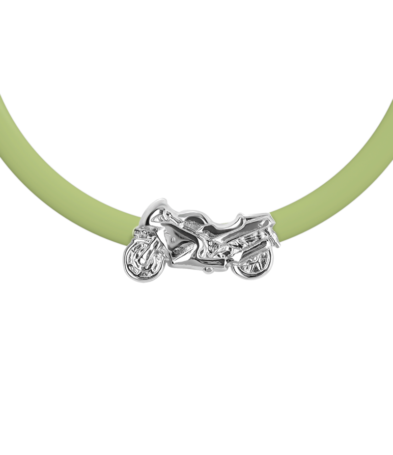 Motorbike 925 sterling silver beige caoutchouc bracelet