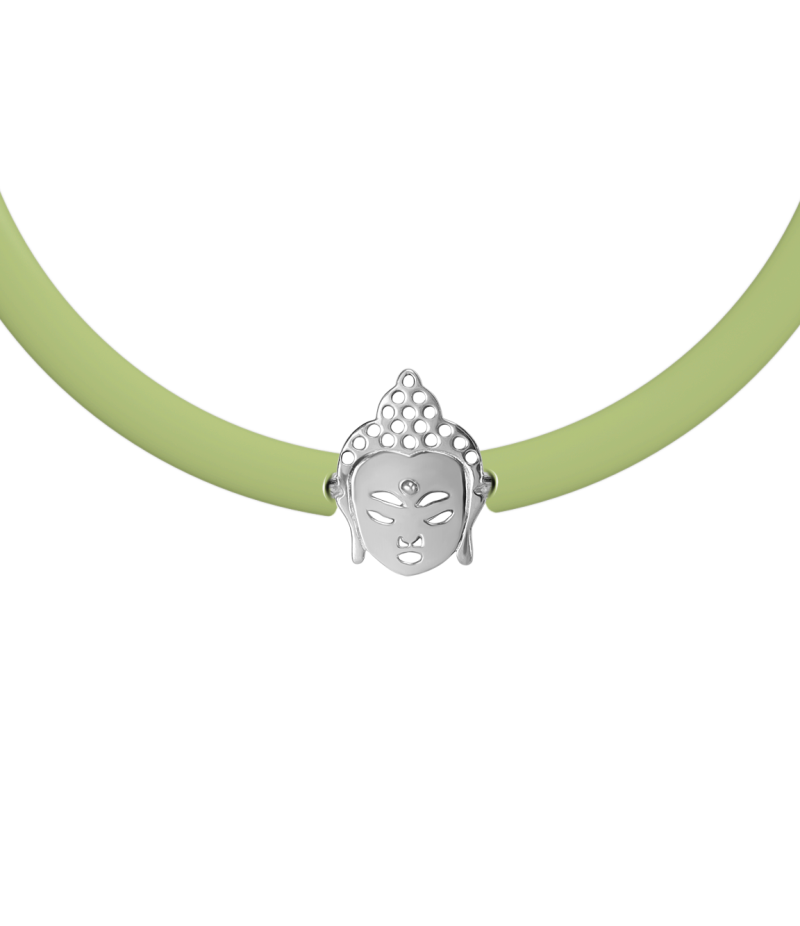 Buddha 925 sterling silver beige caoutchouc bracelet