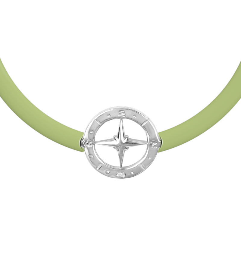 Compass 925 sterling silver beige caoutchouc bracelet