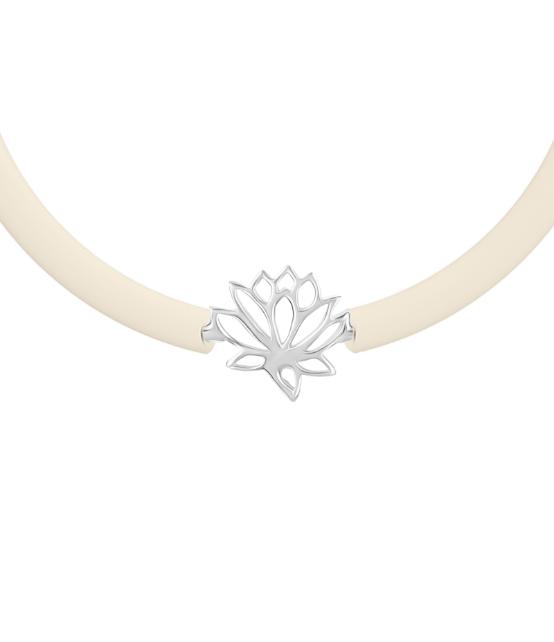 Lotus 925 sterling silver beige caoutchouc bracelet