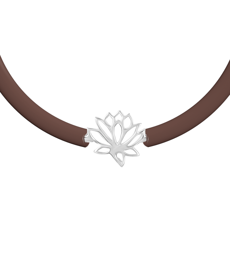 Lotus 925 sterling silver beige caoutchouc bracelet