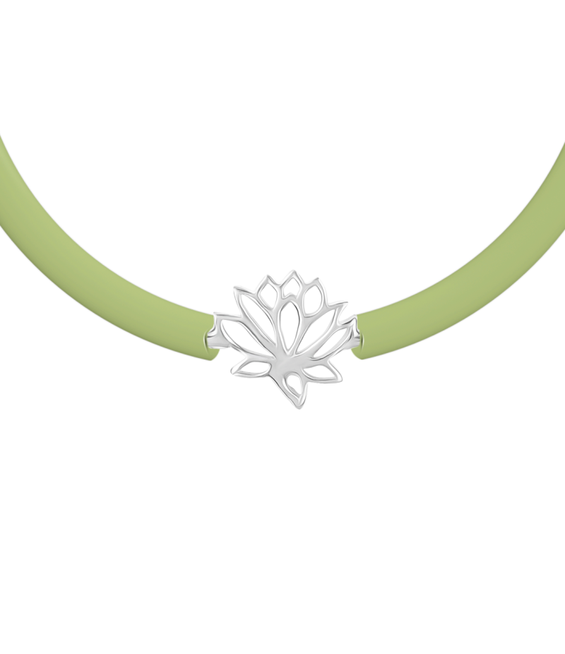 Lotus 925 sterling silver beige caoutchouc bracelet