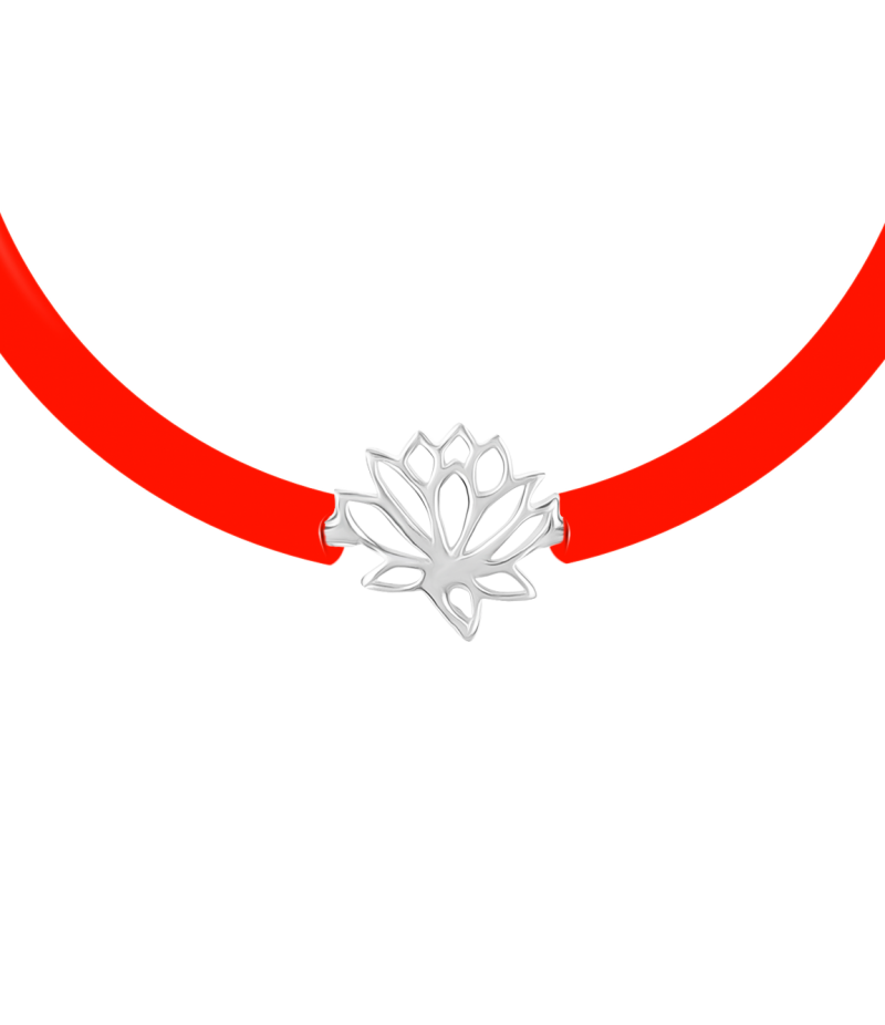Lotus 925 sterling silver beige caoutchouc bracelet