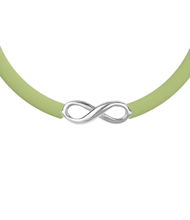 Infinity 925 sterling silver beige caoutchouc bracelet