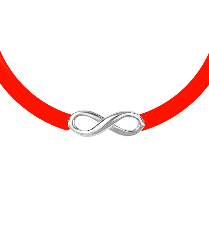 Infinity 925 sterling silver beige caoutchouc bracelet