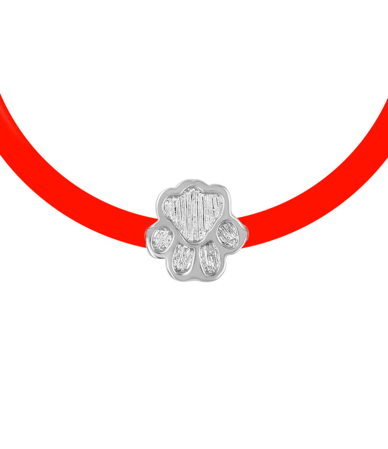 Paw 925 sterling silver beige caoutchouc bracelet