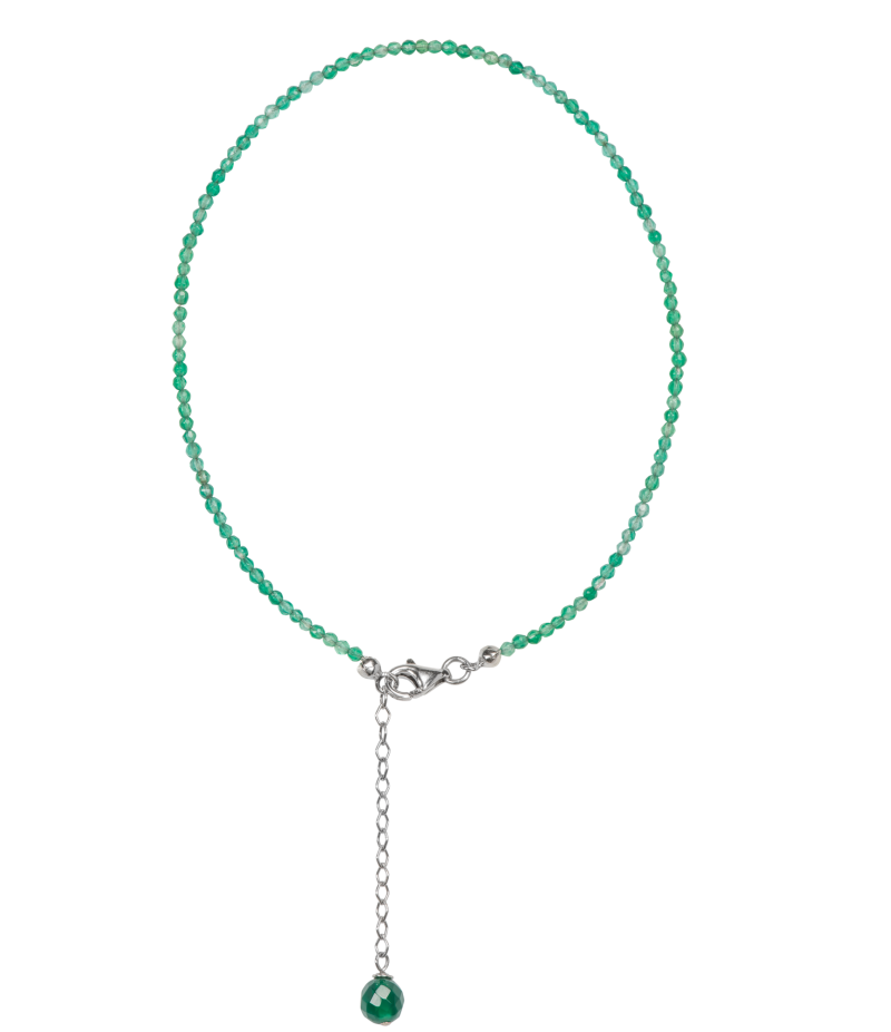 Green agate 925 sterling silver anklet