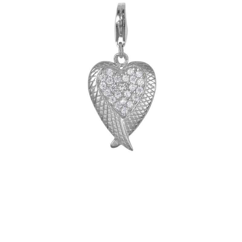 Alia for You 925 sterling silver angel wing charm with white zirconia