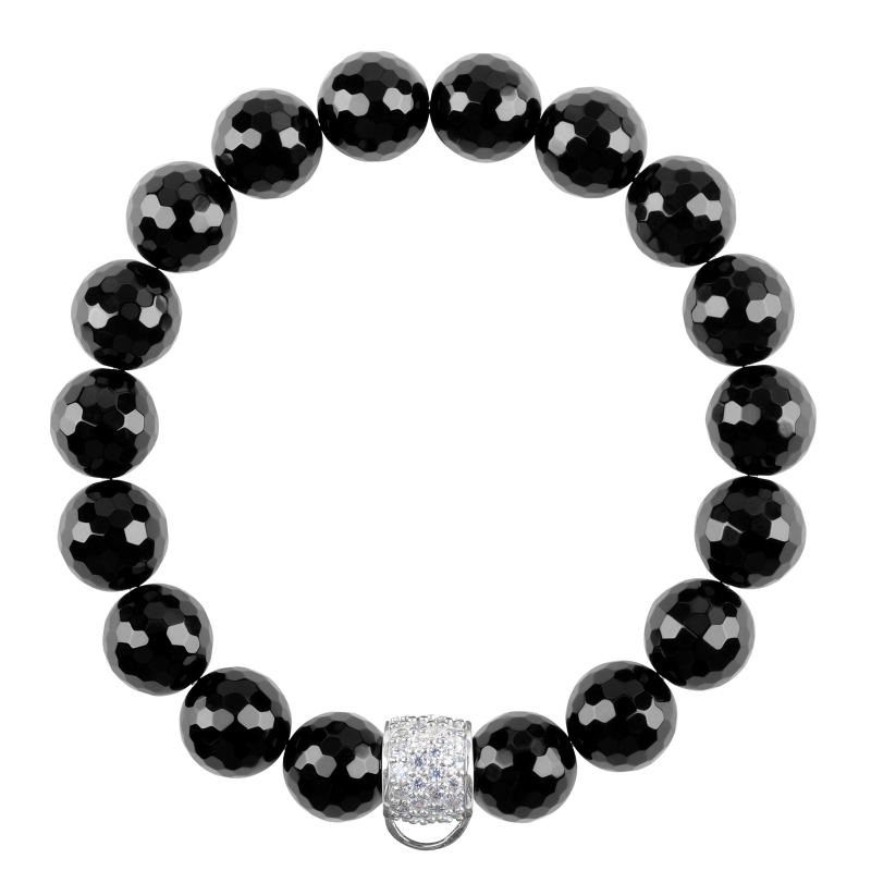 Onyx 925 sterling silver charm bracelet