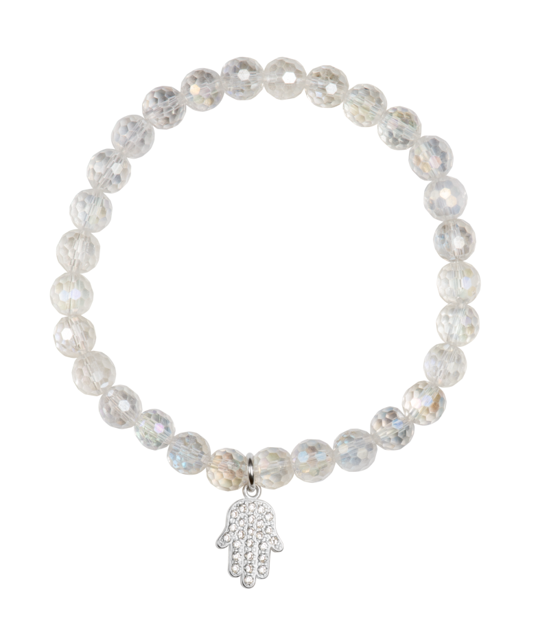 Hamsa 925 sterling silver aura rock-crystal bracelet