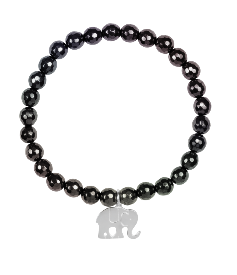 Elephant 925 sterling silver aura onyx bracelet