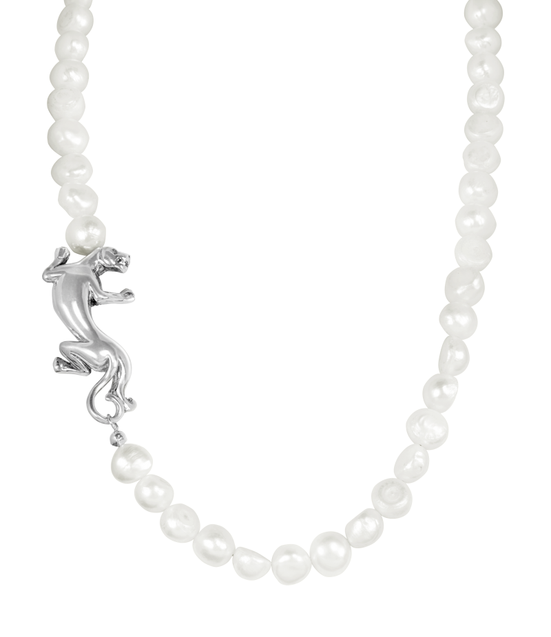 Alia for You freshwater pearl necklace with 925 sterling silver panther