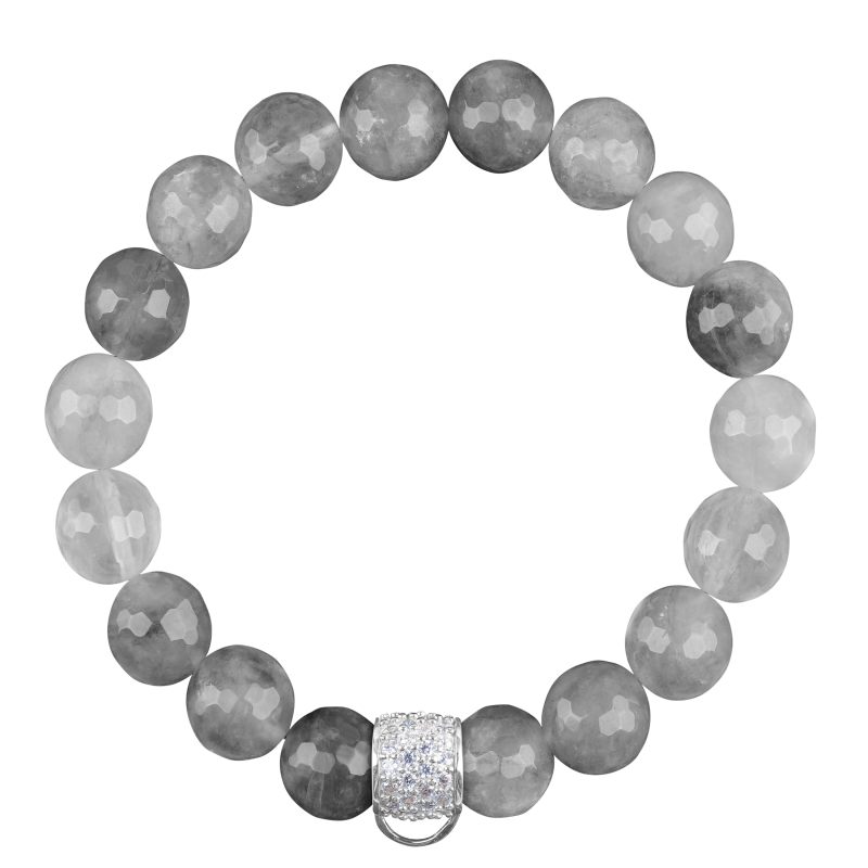 Fog quartz 925 sterling silver charm bracelet