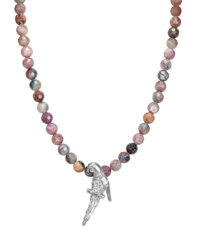 Alia for You tourmaline necklace with 925 sterling silver parrot pendant