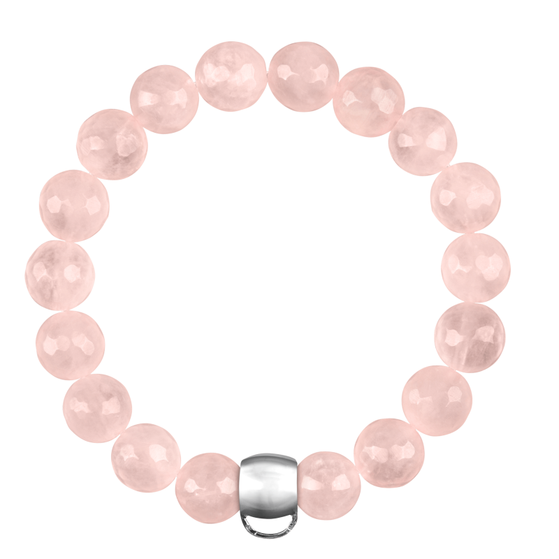 Rose quartz 925 sterling silver charm bracelet