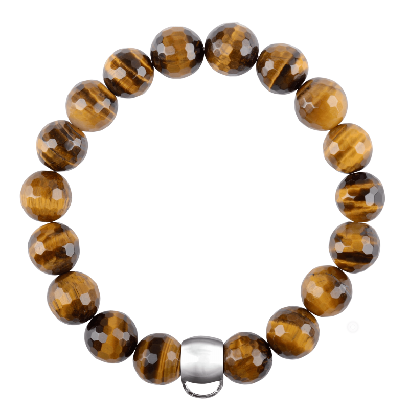 Tiger's eye 925 sterling silver charm bracelet