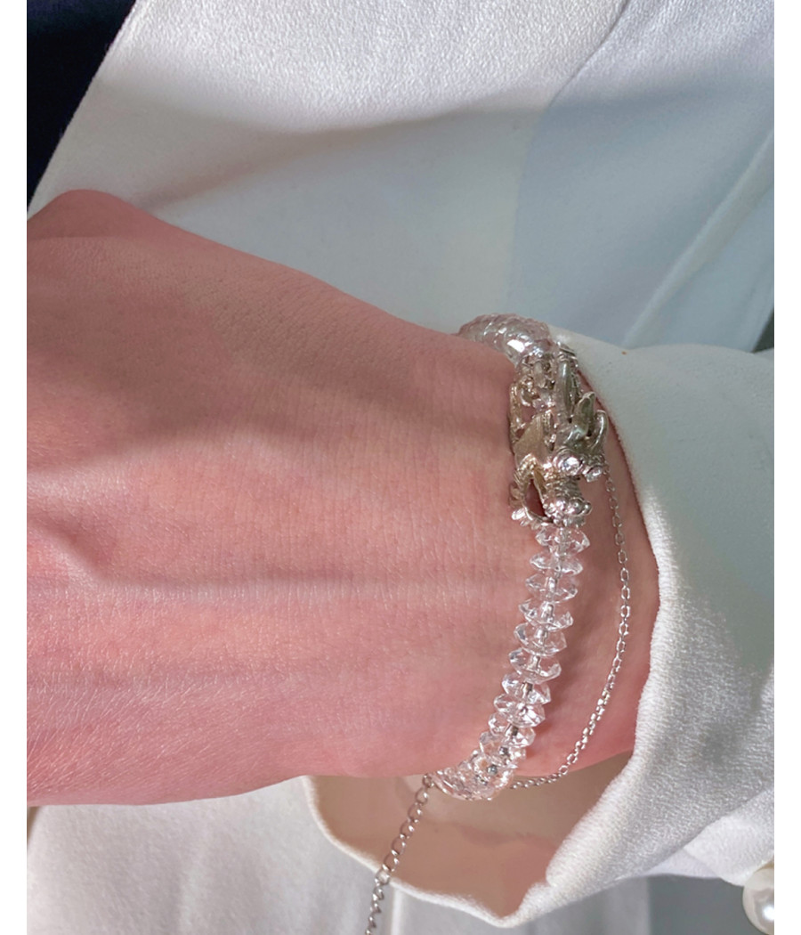 Alia for You rock-crystal bracelet with 925 sterling silver dragon