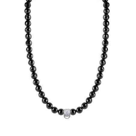 CHARM ONYX NECKLACE - SMALL CHARM CARRIER WITH WHITE ZIRCONIA