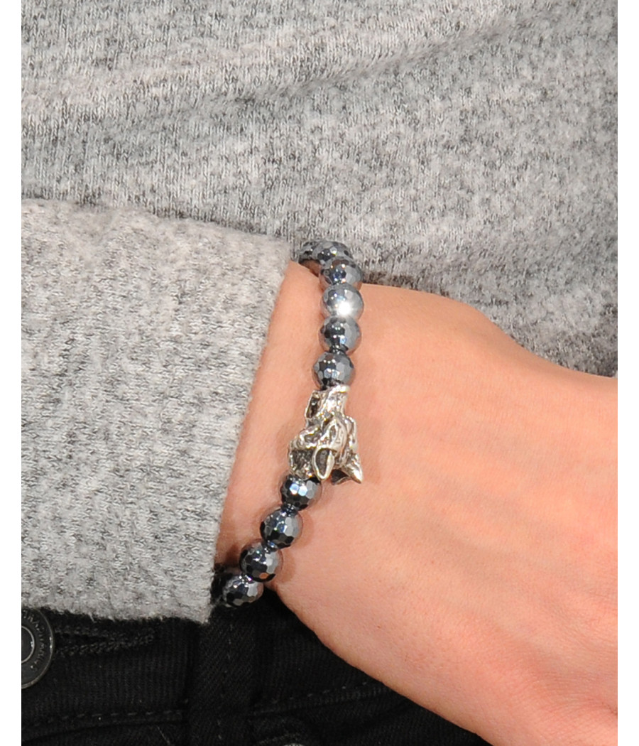 Alia for You silicium bracelet with 925 sterling silver wolf head