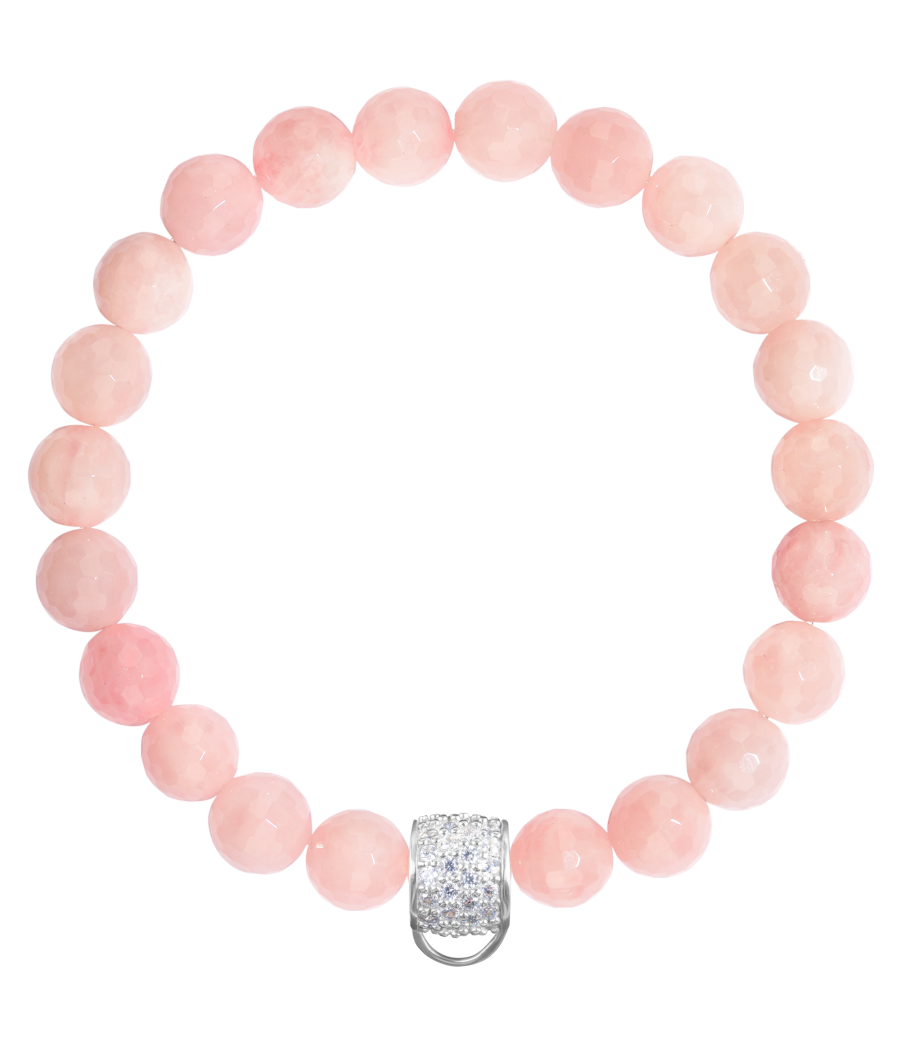 Rose quartz 925 sterling silver charm bracelet