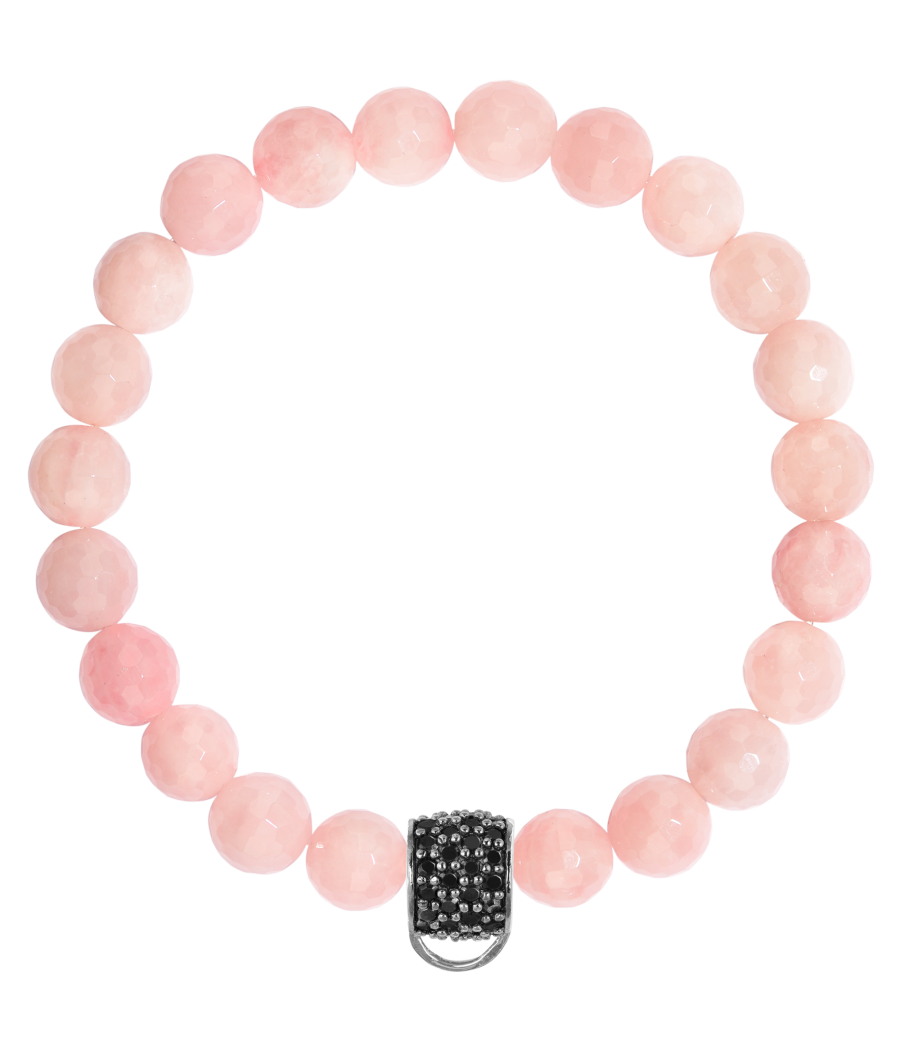 Rose quartz 925 sterling silver charm bracelet