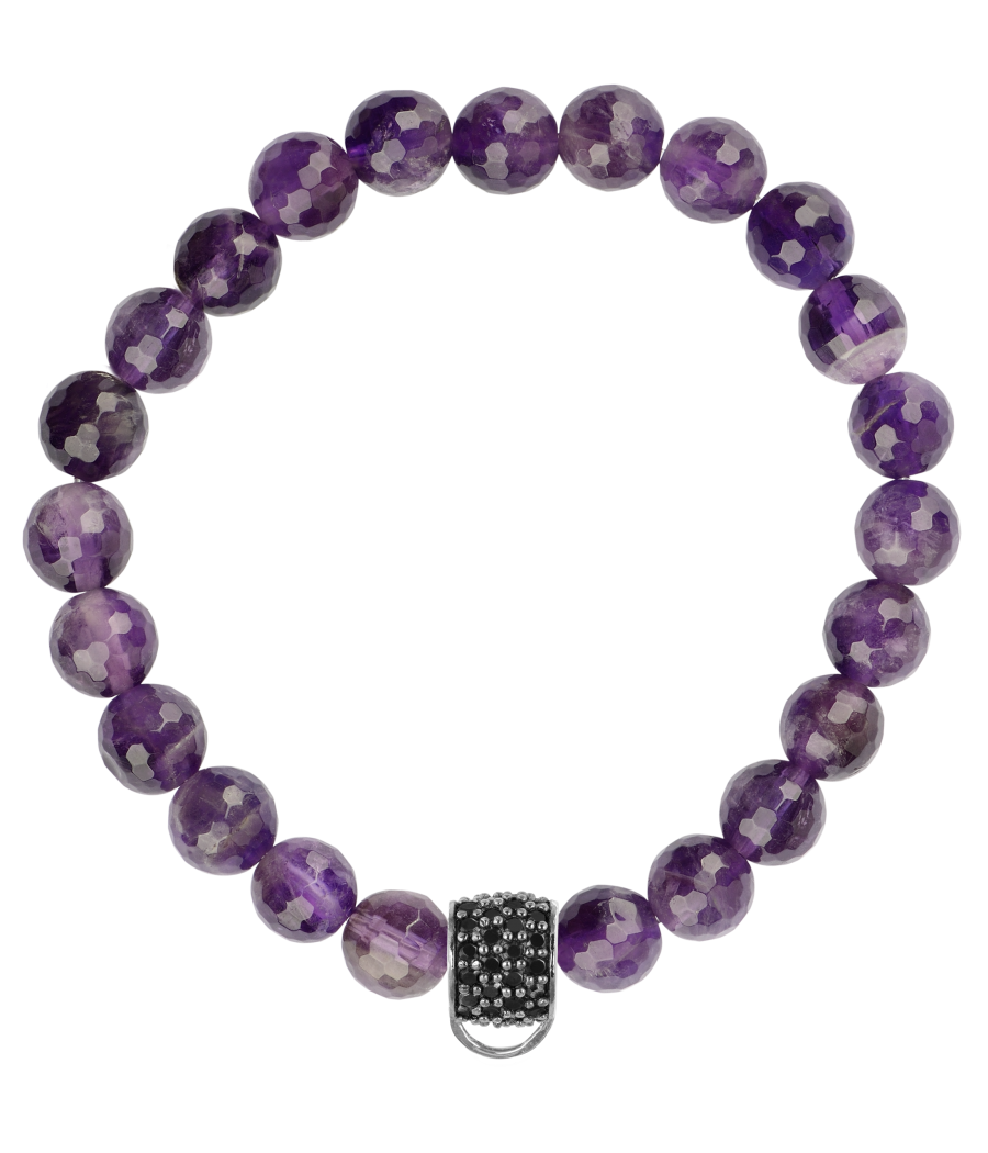 Amethyst 925 sterling silver charm bracelet