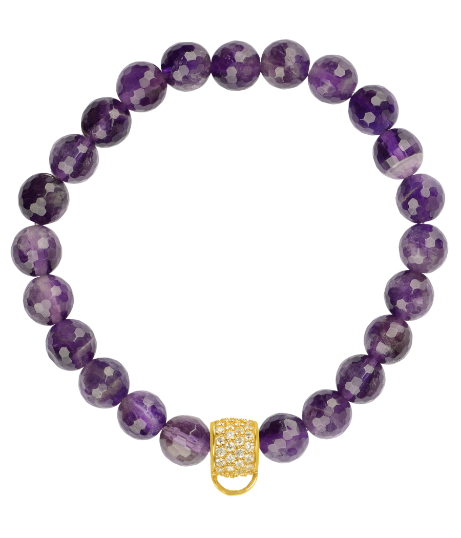 Amethyst 925 sterling silver charm bracelet