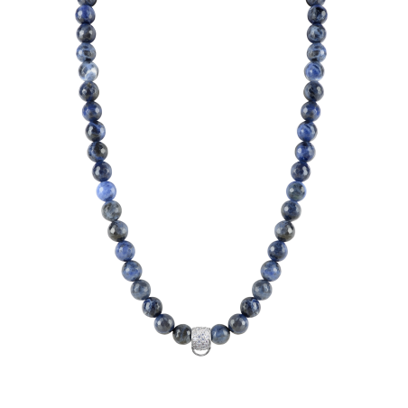 CHARM SODALITE NECKLACE - SMALL CHARM CARRIER WITH WHITE ZIRCONIA