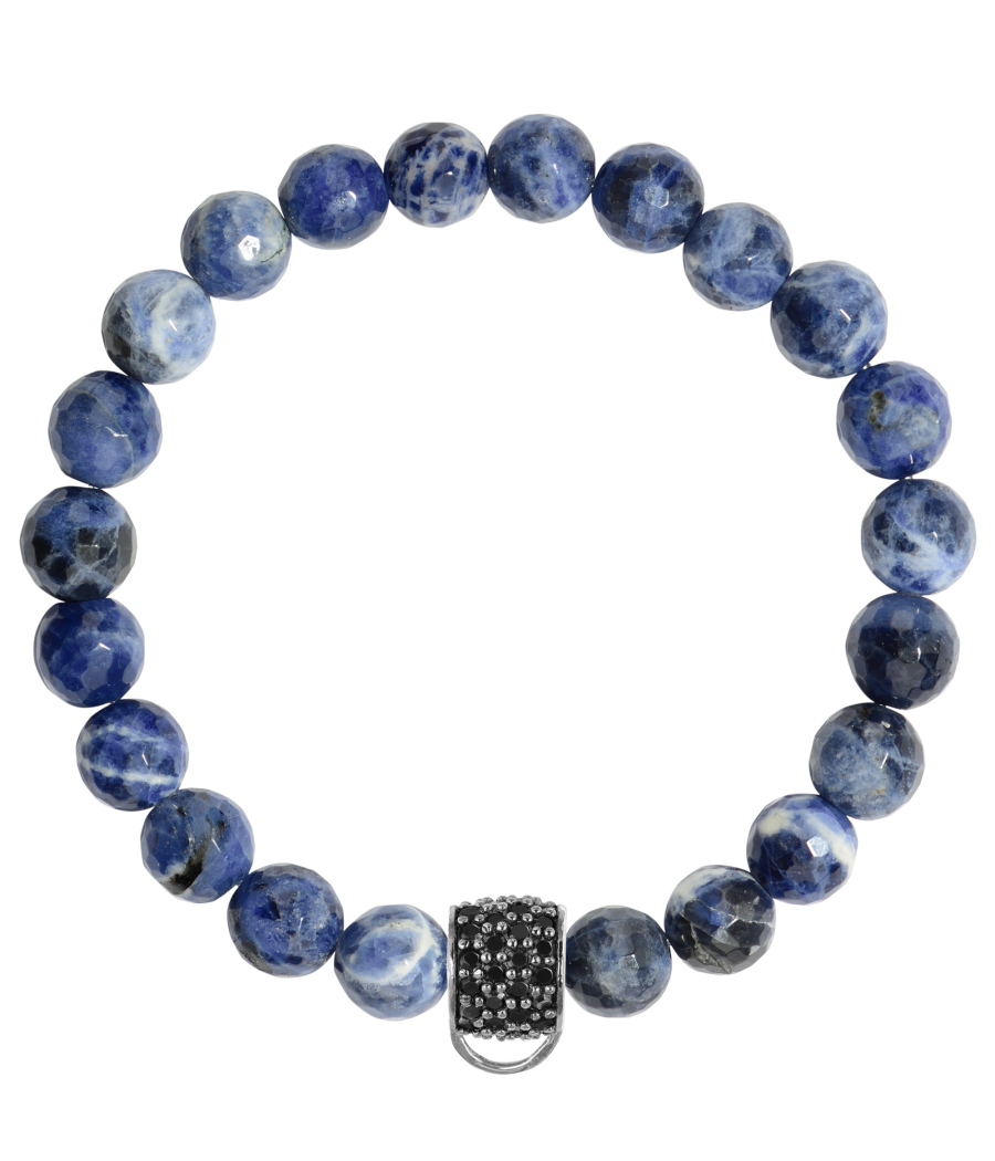 Sodalite 925 sterling silver charm bracelet