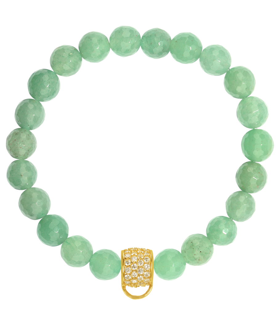 Aventurine 925 sterling silver charm bracelet