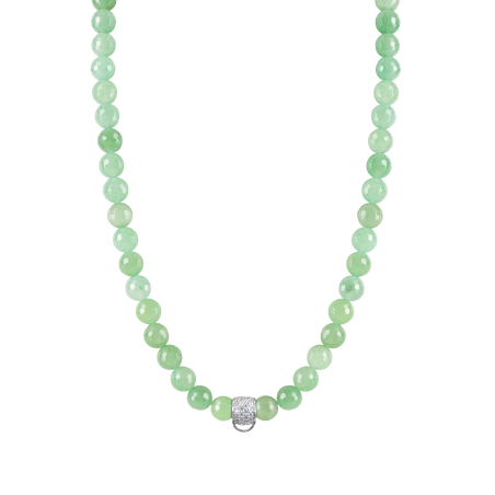 CHARM AVENTURINE NECKLACE - SMALL CHARM CARRIER WITH WHITE ZIRCONIA