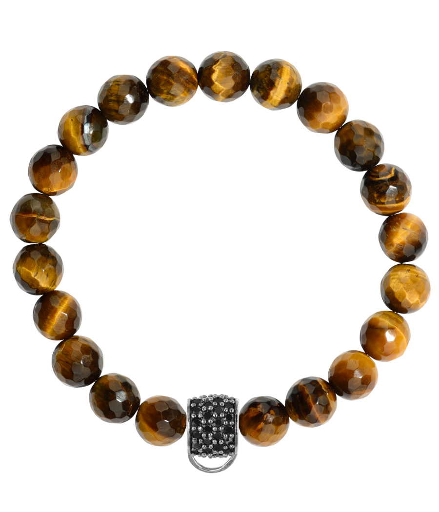 Tiger's eye 925 sterling silver charm bracelet