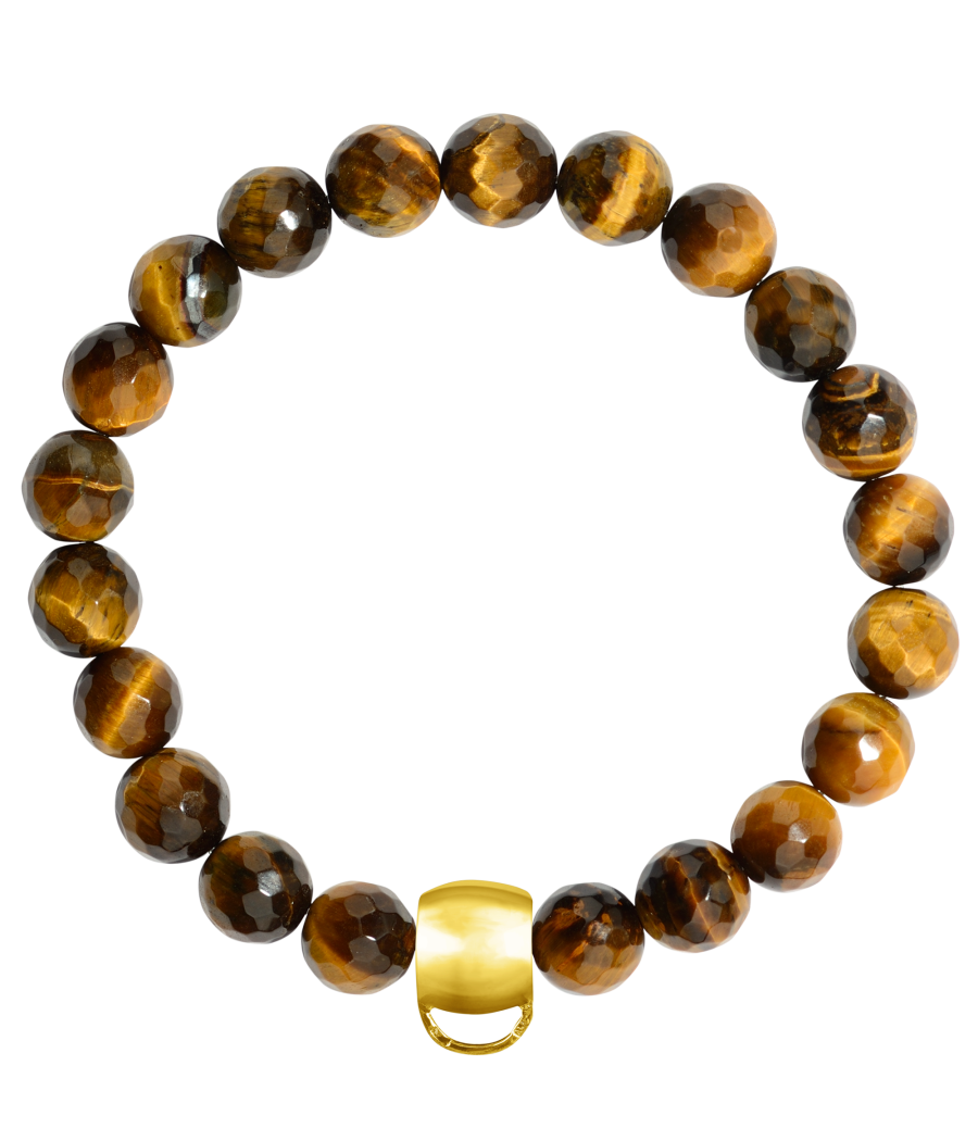 Tiger's eye 925 sterling silver charm bracelet