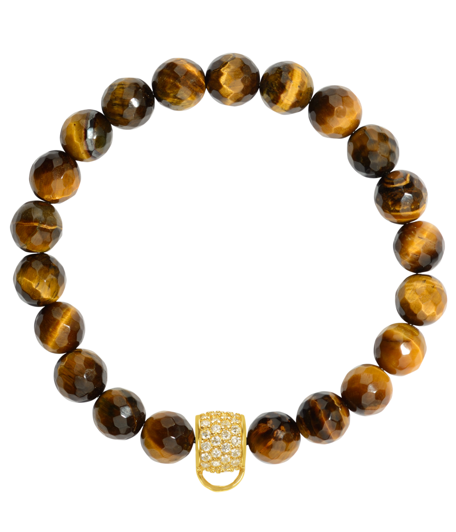 Tiger's eye 925 sterling silver charm bracelet