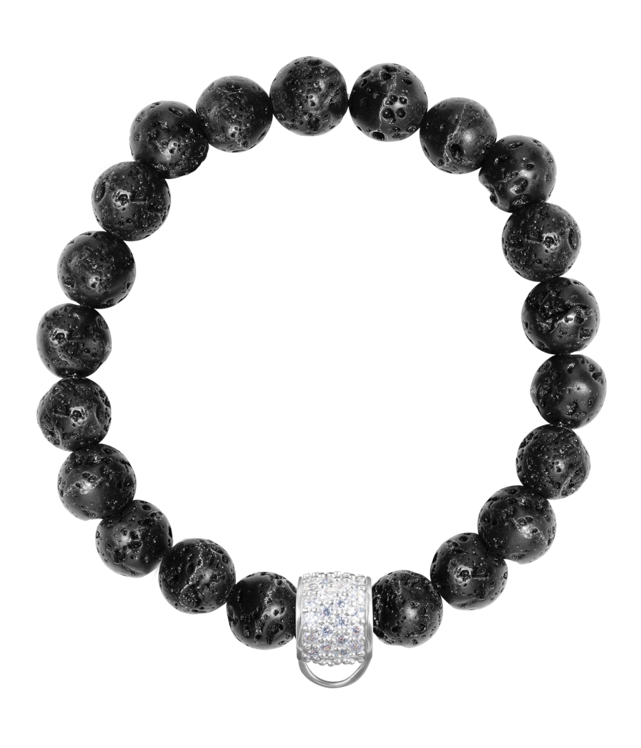 Lava stone 925 sterling silver charm bracelet