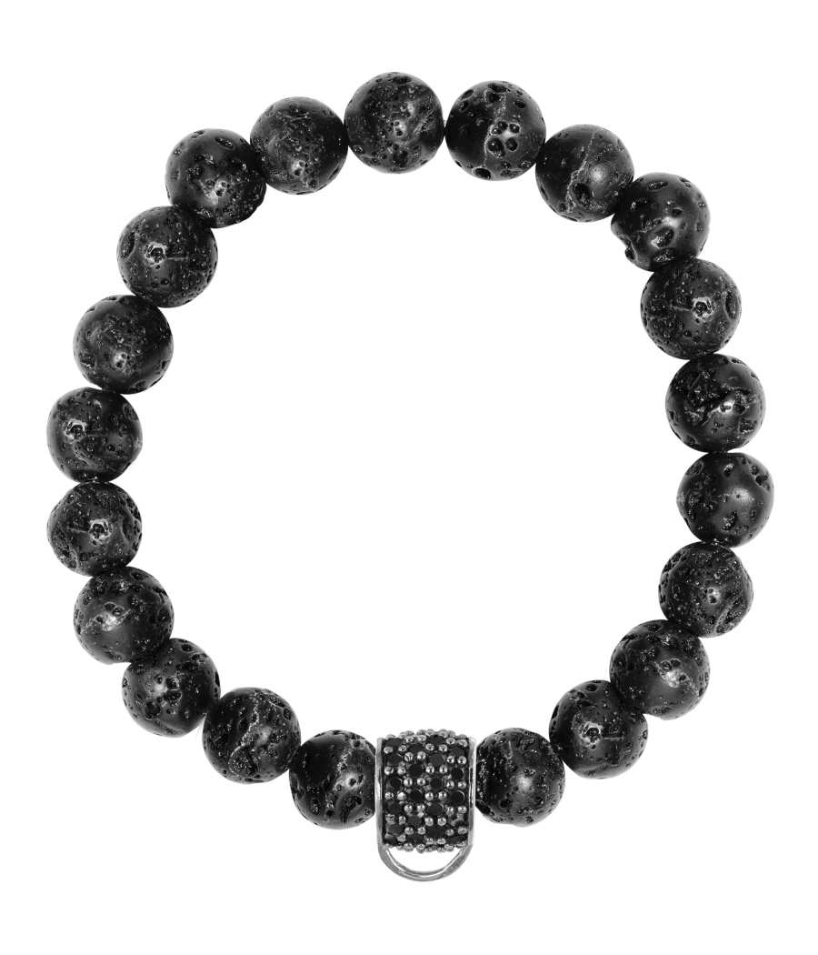 Lava stone 925 sterling silver charm bracelet