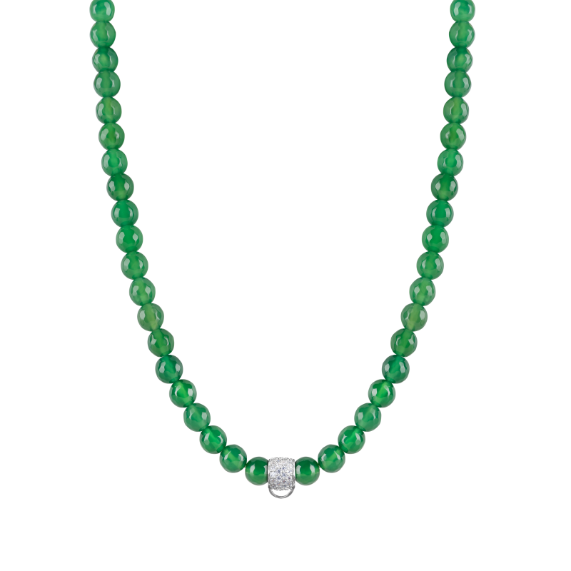 Green agate 925 sterling silver charm necklace