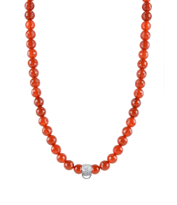 CHARM CARNELIAN NECKLACE - SMALL CHARM CARRIER WITH WHITE ZIRCONIA