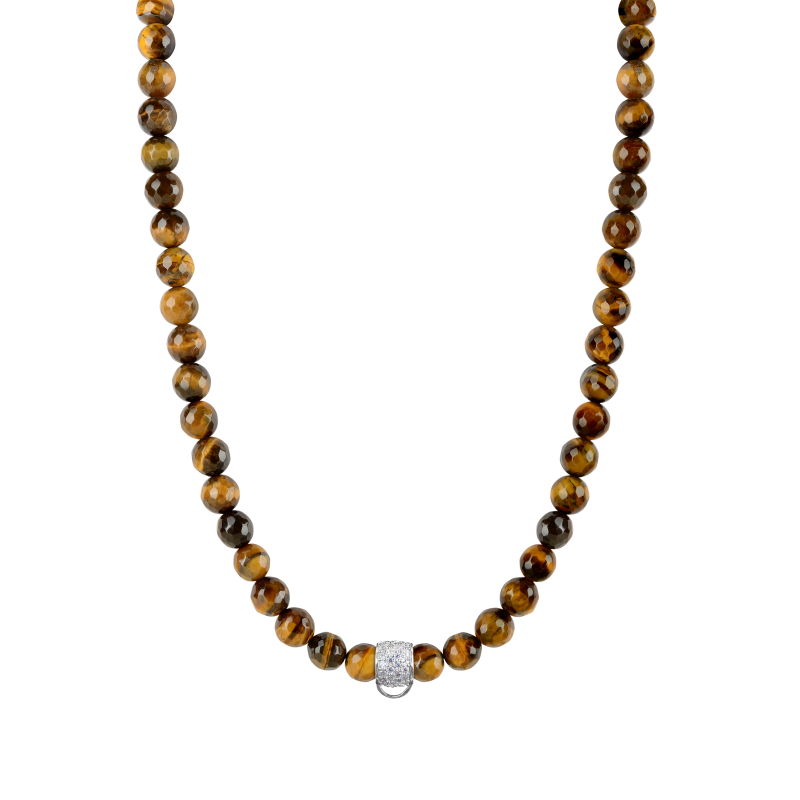 Tiger's eye 925 sterling silver charm necklace